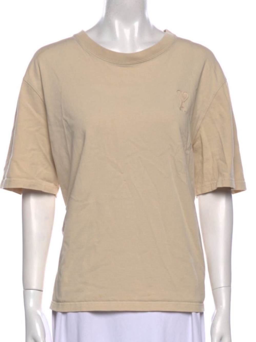 Ami Neutral Beige Short Sleeve Crewneck Tee